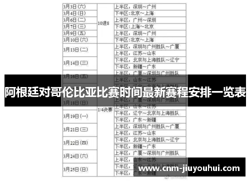 阿根廷对哥伦比亚比赛时间最新赛程安排一览表